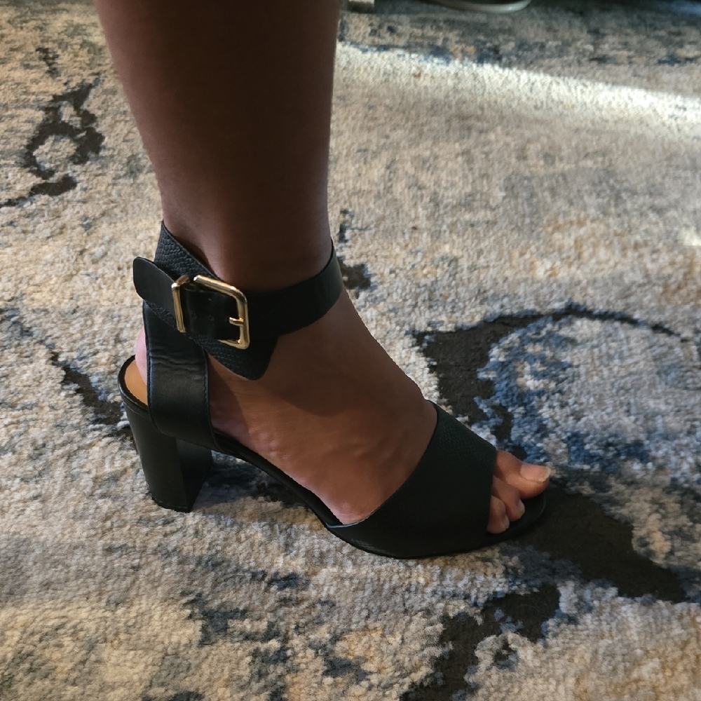 Expressions Black Ankle Strap Heels
